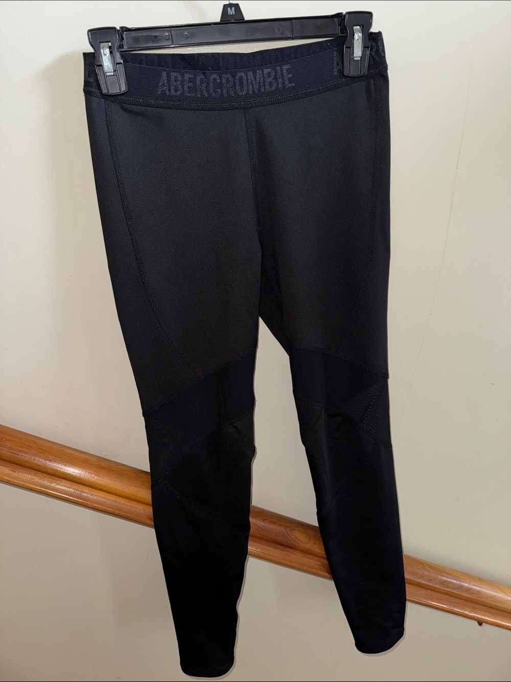Abercrombie & Fitch Kids Black Performance Leggings with Logo Waistband